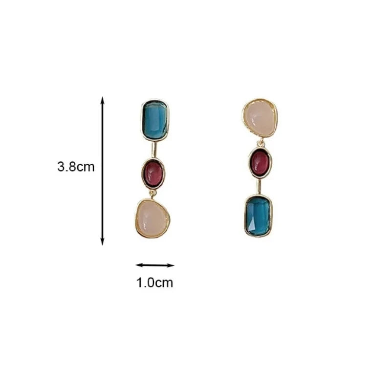 Asymmetric Colorful Geometric Dangle Earrings for Women