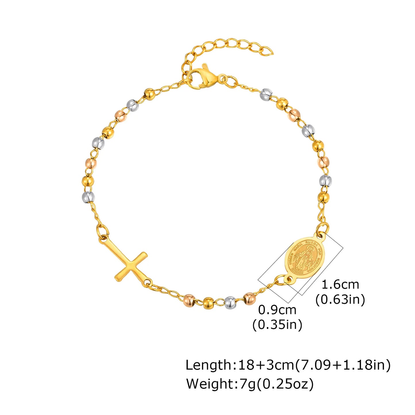 Virgin Mary Bracelet,Charm Rosary Cross Chain Bracelet
