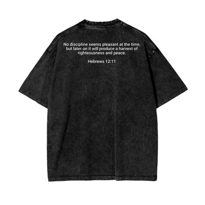 Hebrews 12:11-Oversize Snow Washed T-Shirt