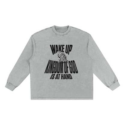 Wake Up! Snow Washed Oversize Long Sleeve T-shirt