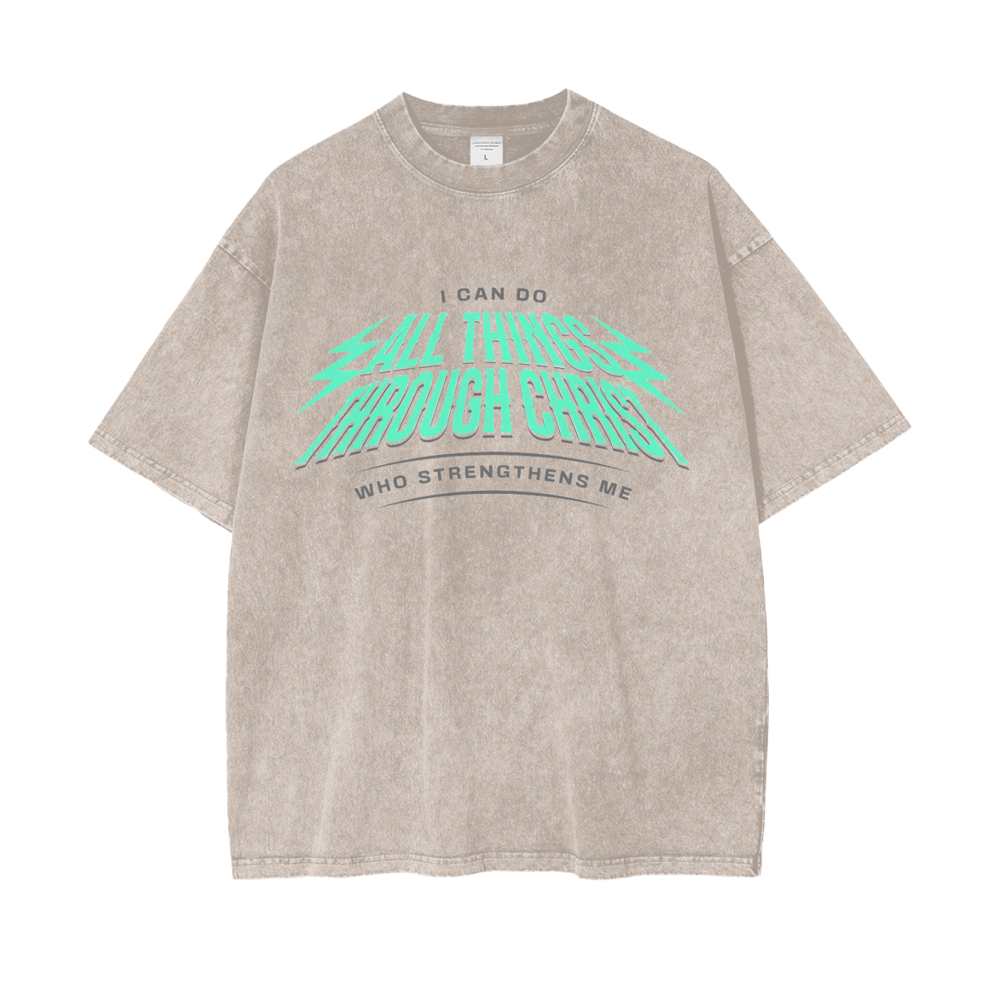 Philippians 4:13- Oversize Snow Washed T-Shirt