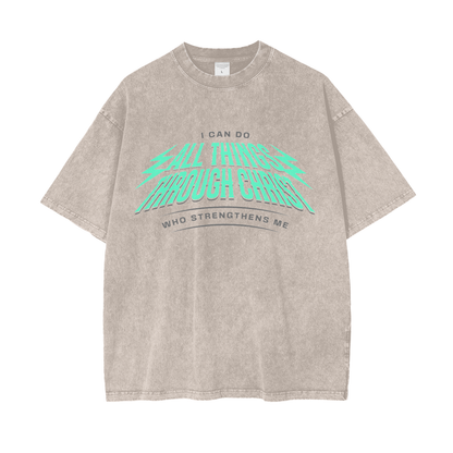 Philippians 4:13- Oversize Snow Washed T-Shirt