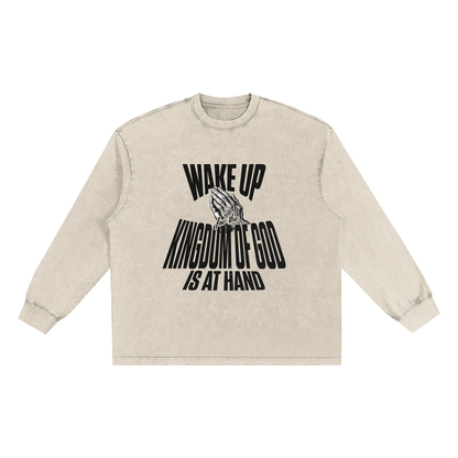 Wake Up! Snow Washed Oversize Long Sleeve T-shirt