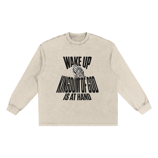 Wake Up! Snow Washed Oversize Long Sleeve T-shirt