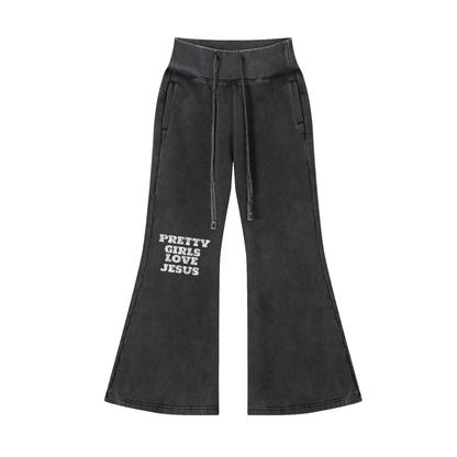pretty,pretty girls love jesus,sweatpants,yoga pants ,lounge,grery,gray,cross,matching,set