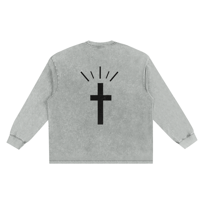 Wake Up! Snow Washed Oversize Long Sleeve T-shirt