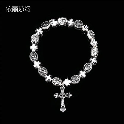 Cross Rosary Chain Bead Bracelet for Women & Men