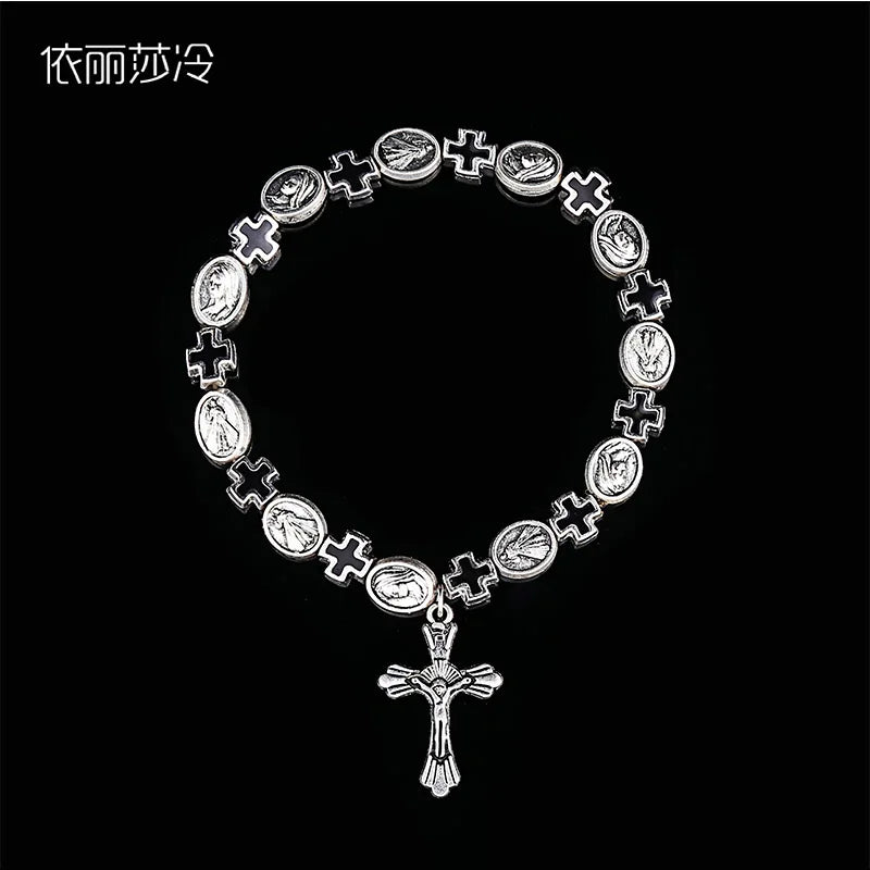 Cross Rosary Chain Bead Bracelet for Women & Men