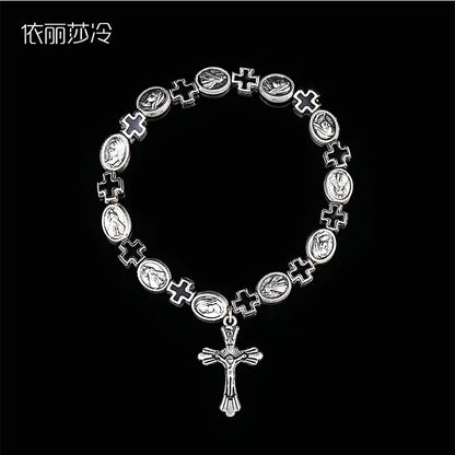 Cross Rosary Chain Bead Bracelet for Women & Men