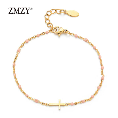 Gold Thin Chain Colorful Cross Bracelets