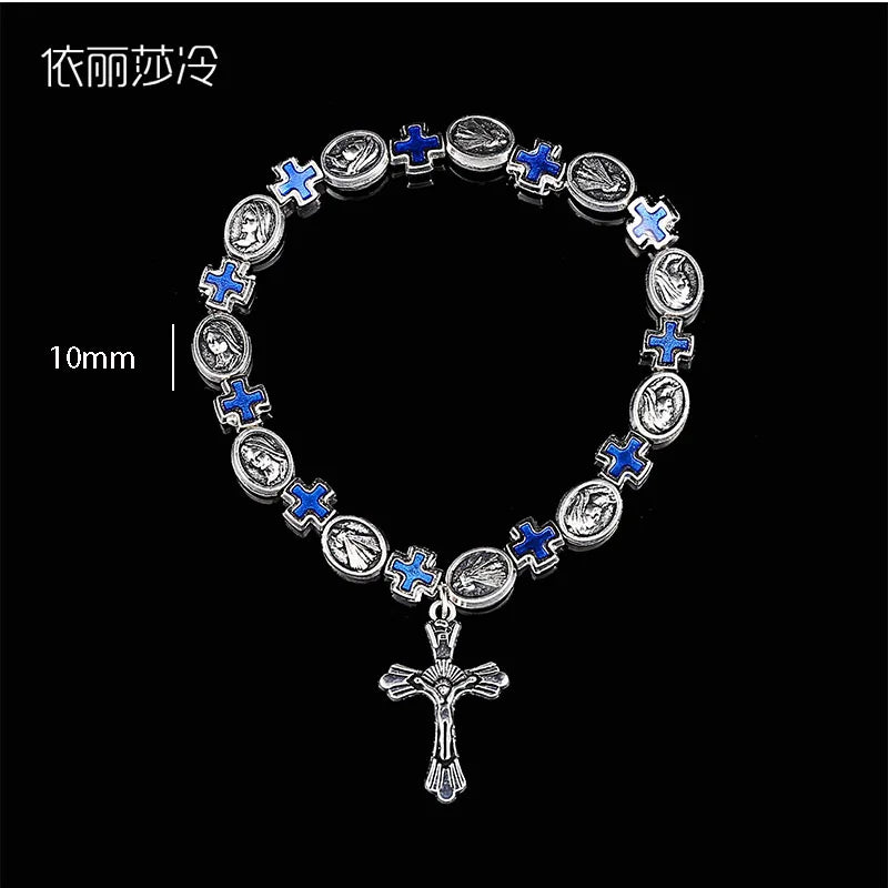 Cross Rosary Chain Bead Bracelet for Women & Men
