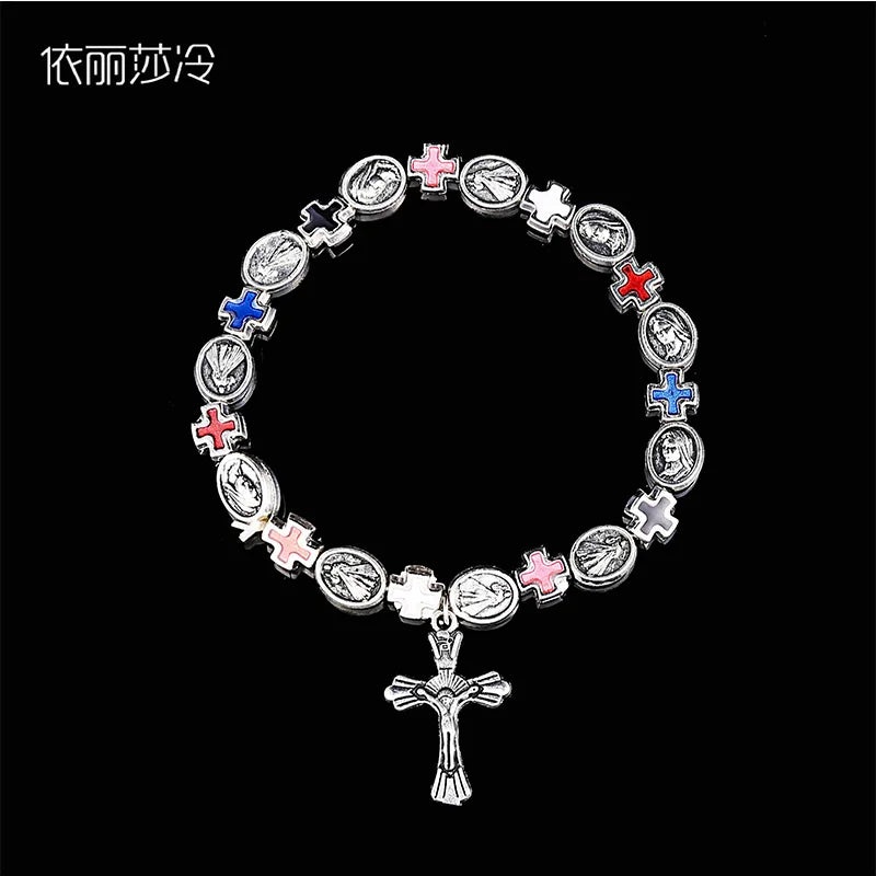 Cross Rosary Chain Bead Bracelet for Women & Men