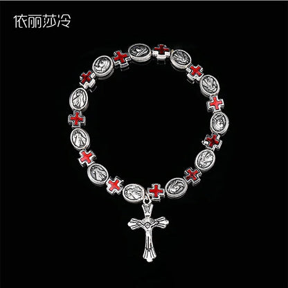 Cross Rosary Chain Bead Bracelet for Women & Men
