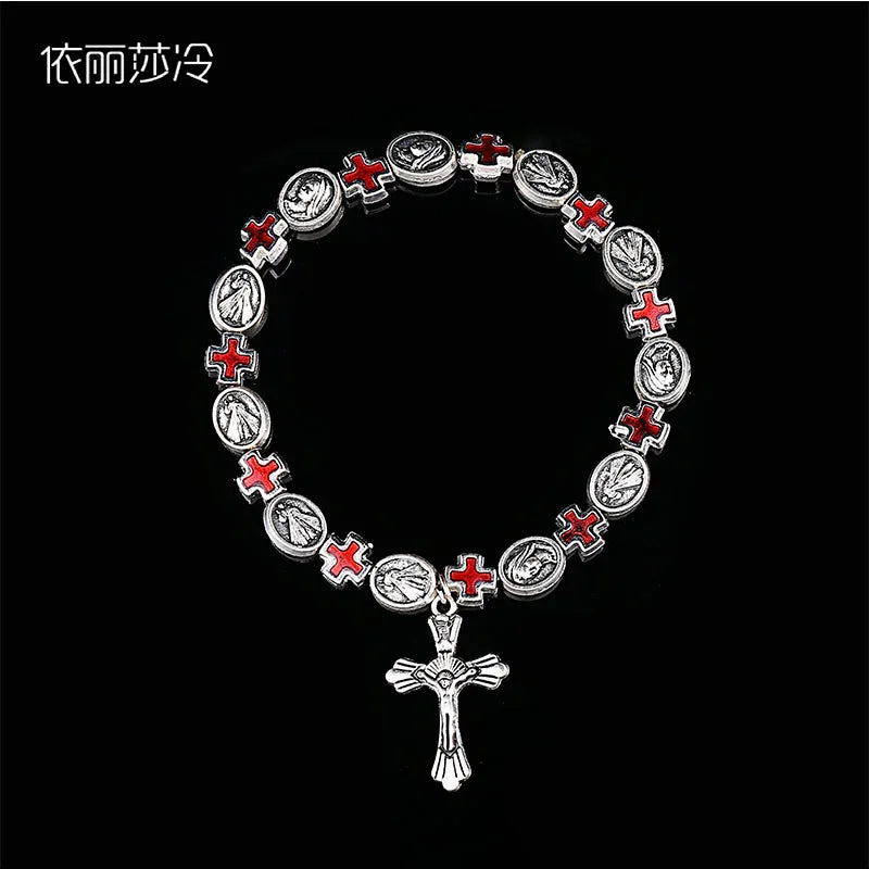 Cross Rosary Chain Bead Bracelet for Women & Men