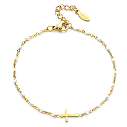 Gold Thin Chain Colorful Cross Bracelets