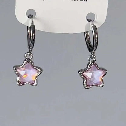 Transparent Stone Star Pendant Earrings