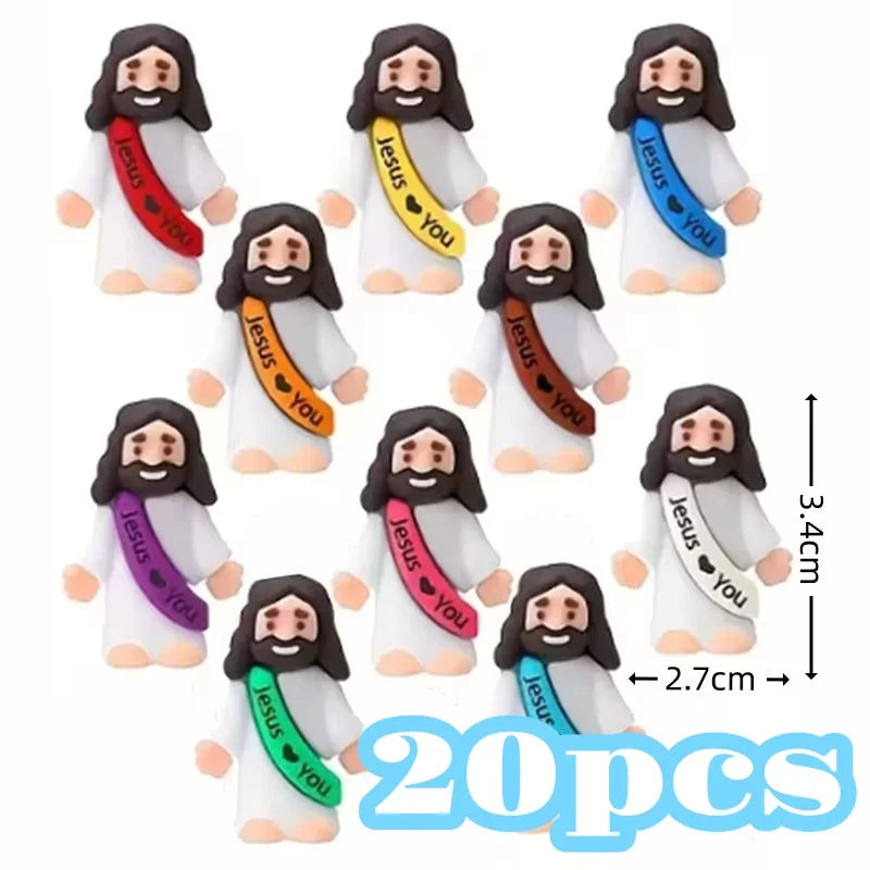 Mini Jesus Figurine Decoration Set – Cartoon Statue Pack (10/60pcs)