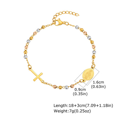Virgin Mary Bracelet,Charm Rosary Cross Chain Bracelet