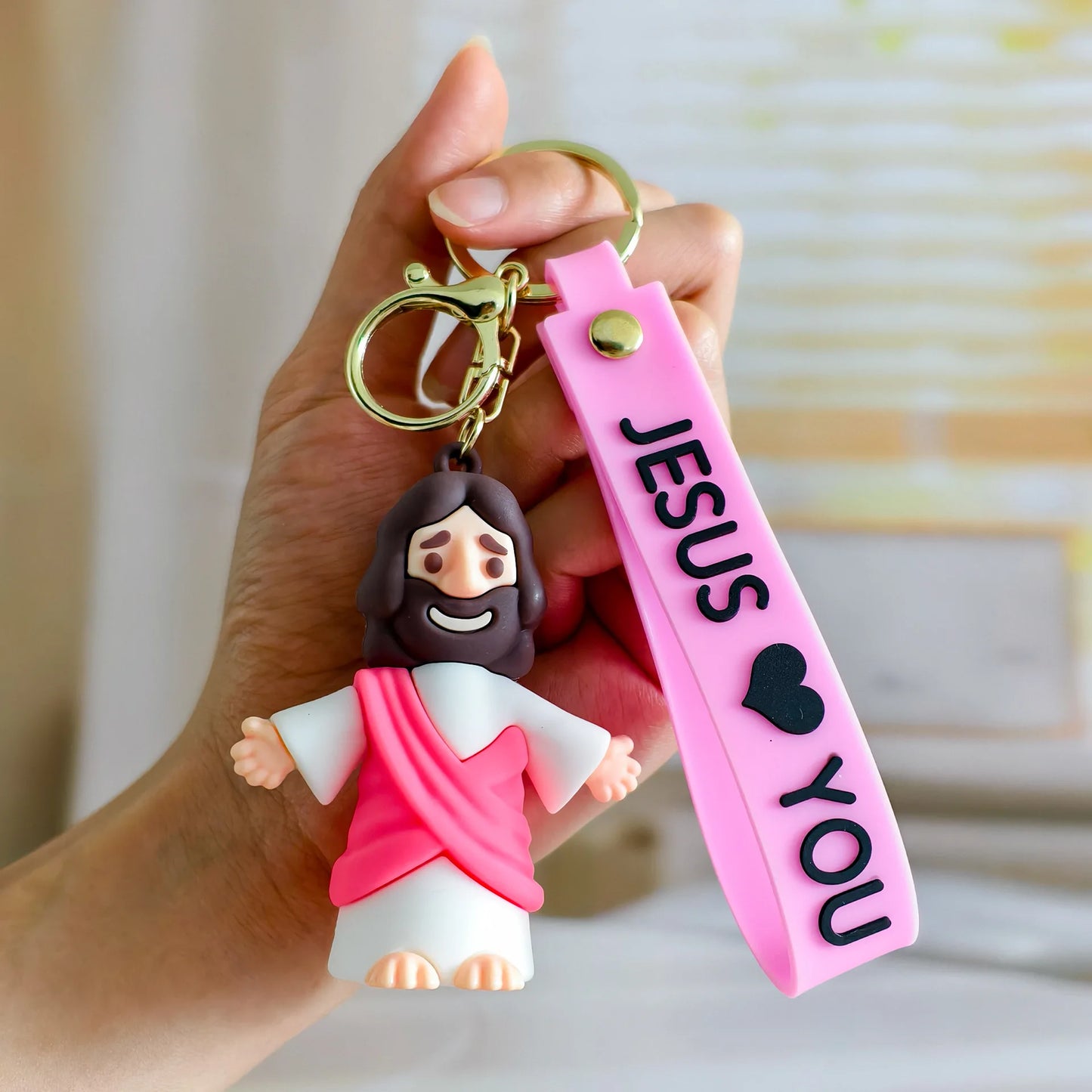 3D Jesus Figurine Keychain – Christian Faith Gift Accessory