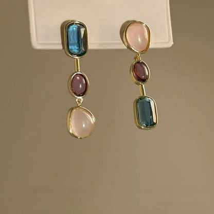 Asymmetric Colorful Geometric Dangle Earrings for Women