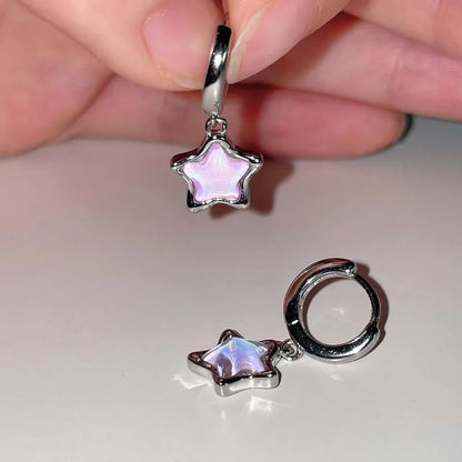Transparent Stone Star Pendant Earrings