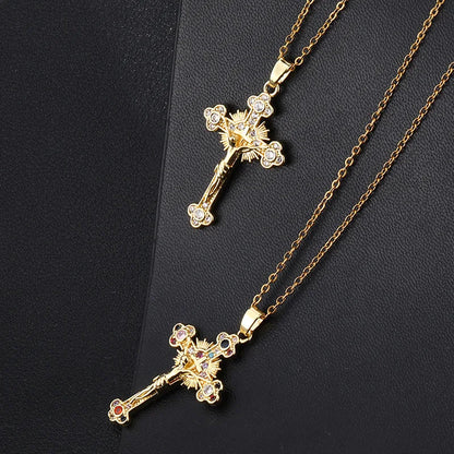 Jesus Multi-colored Cross Necklace Pendant