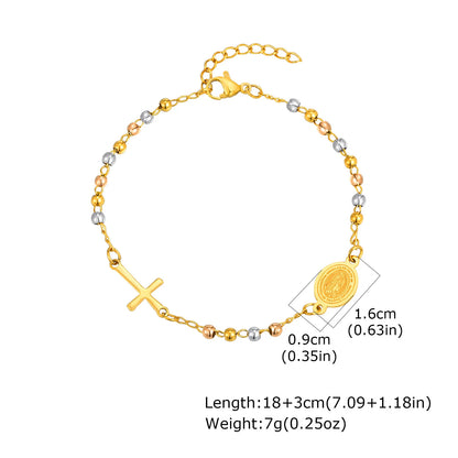 Virgin Mary Bracelet,Charm Rosary Cross Chain Bracelet