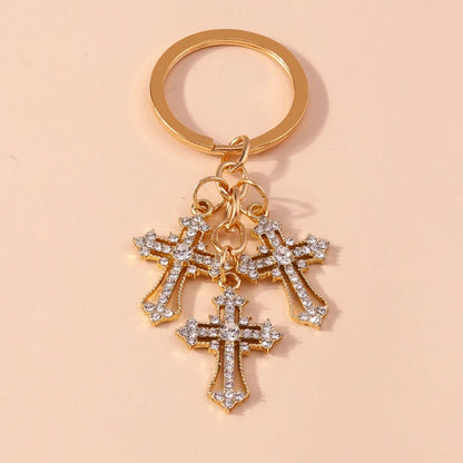 Luxury Rhinestone Crystal Cross Keychain for Women
