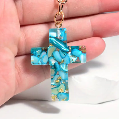 Multi-Color Cross & Butterfly Resin Keychain – Christian Gift