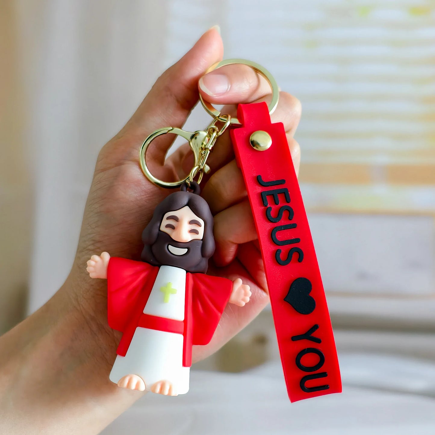 3D Jesus Figurine Keychain – Christian Faith Gift Accessory