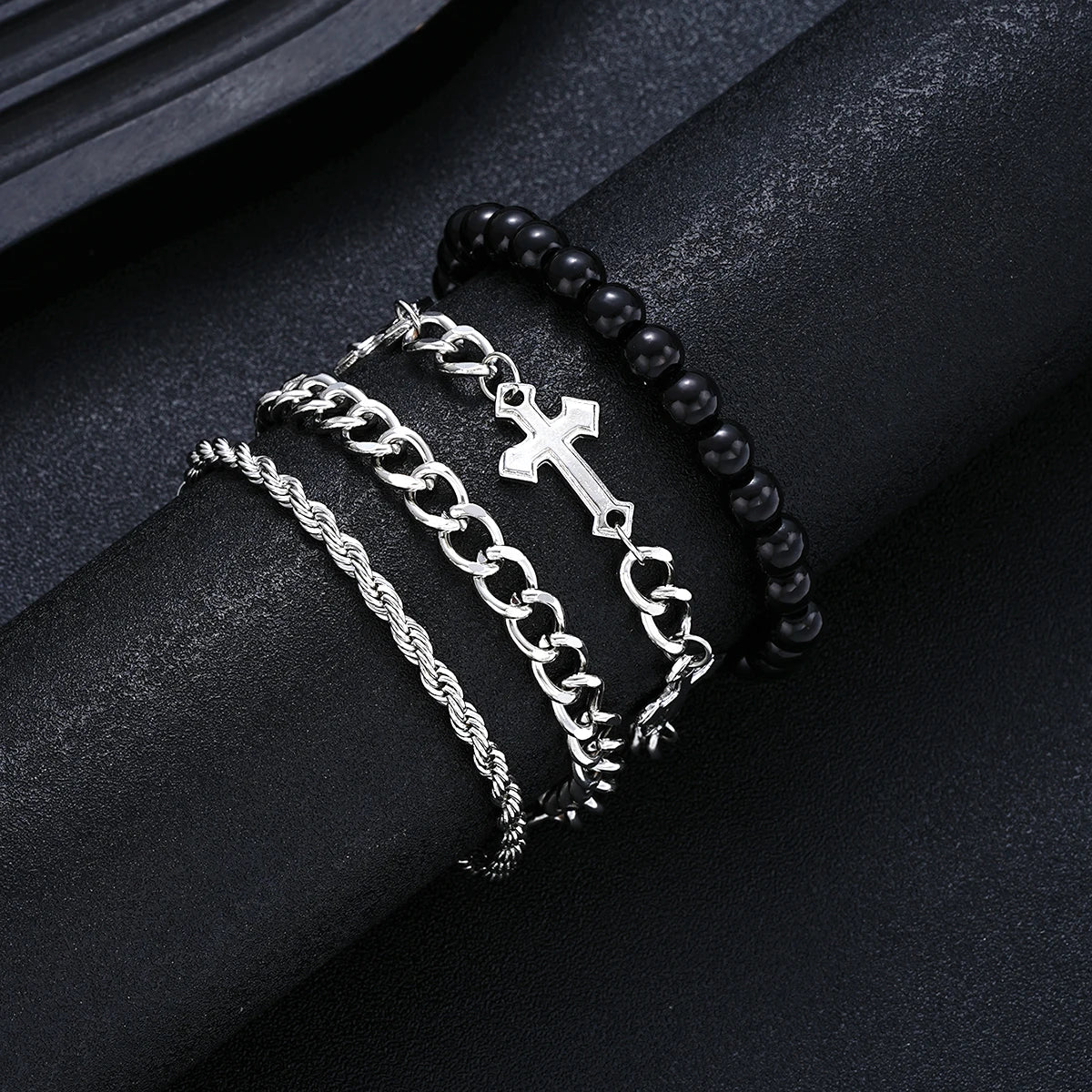 4 Pcs Stainless Steel Bracelet Set