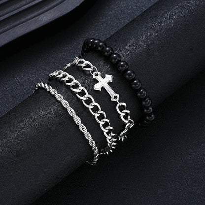 4 Pcs Stainless Steel Bracelet Set
