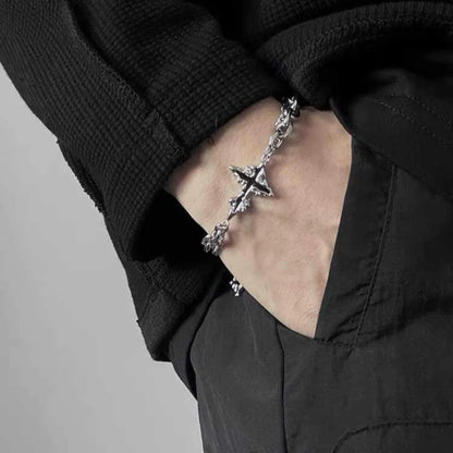 Black Cross Stainless Steel Chain Bracelet for Men & Women