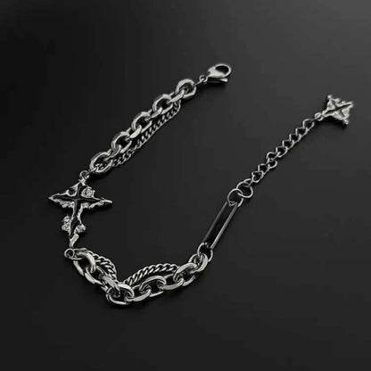 Black Cross Stainless Steel Chain Bracelet for Men & Women