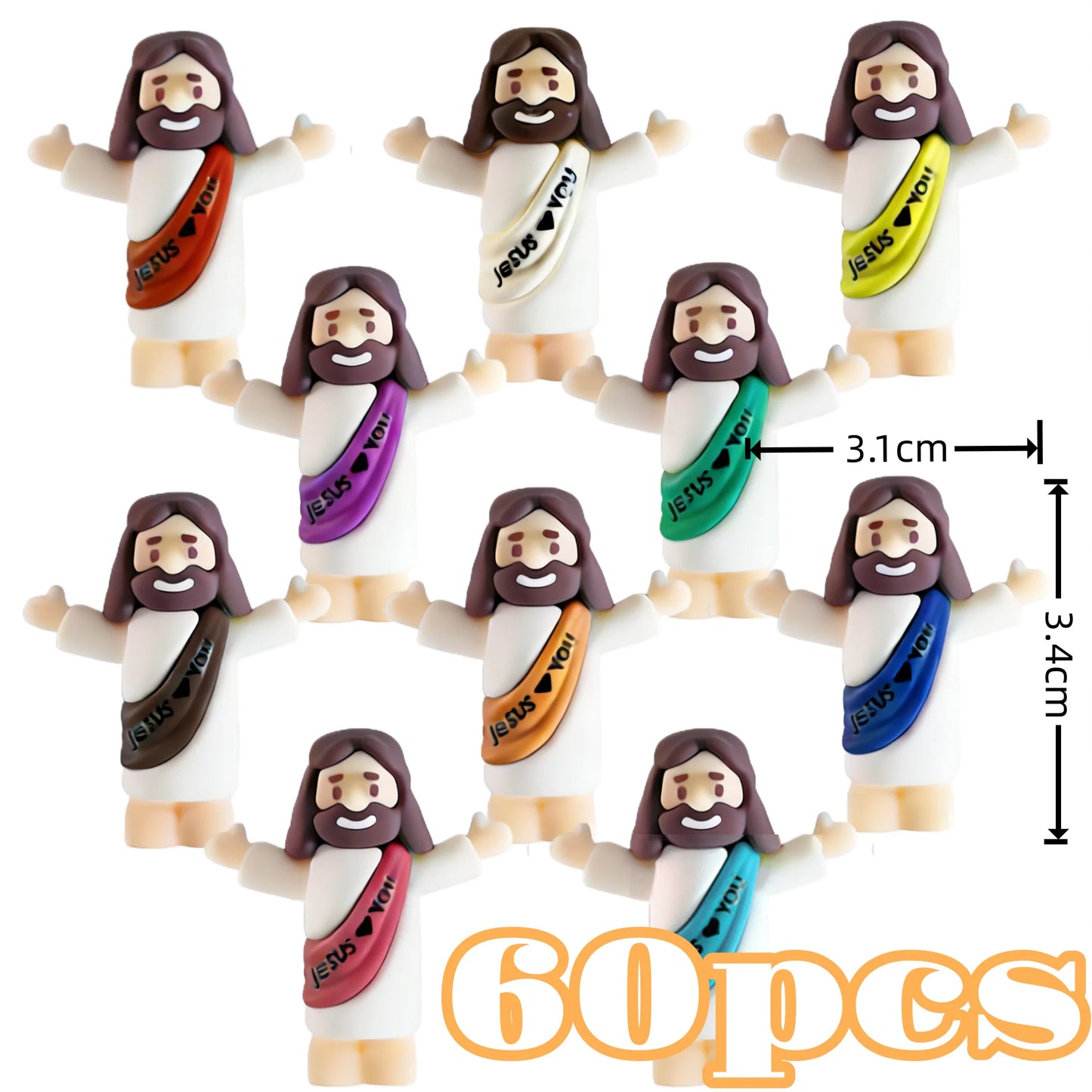 Mini Jesus Figurine Decoration Set – Cartoon Statue Pack (10/60pcs)