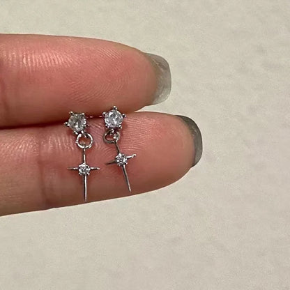 Mini Crystal Zircon Cross Pendant  Earrings