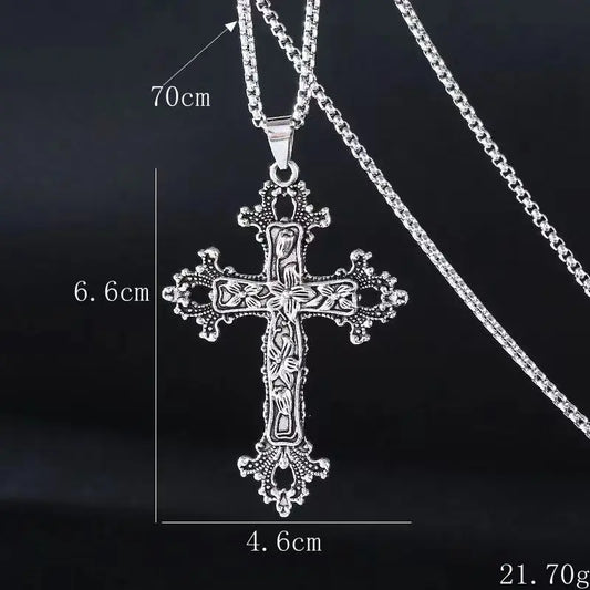Vintage Black Rhinestone Cross Pendant