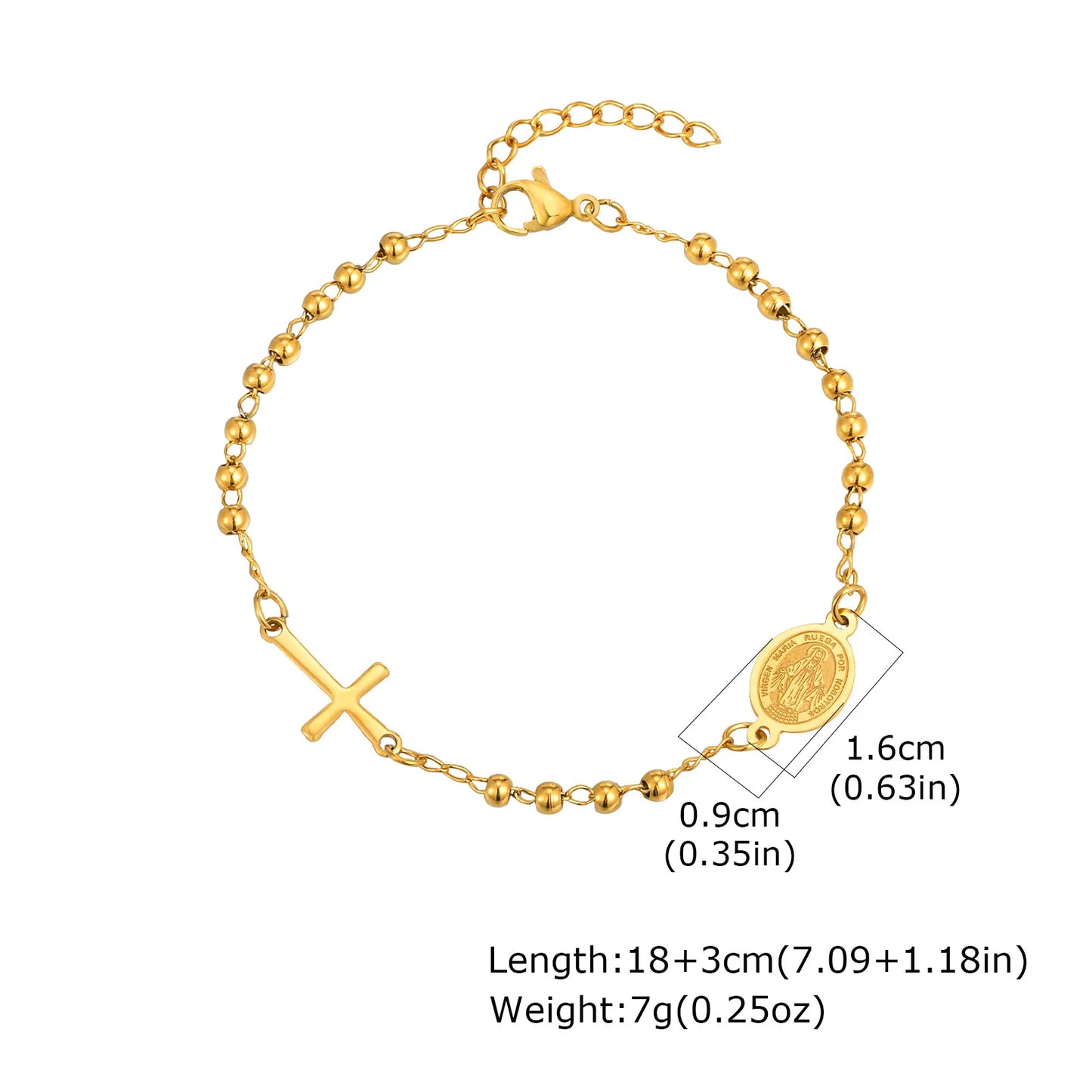 Virgin Mary Bracelet,Charm Rosary Cross Chain Bracelet