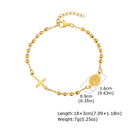 Virgin Mary Bracelet,Charm Rosary Cross Chain Bracelet
