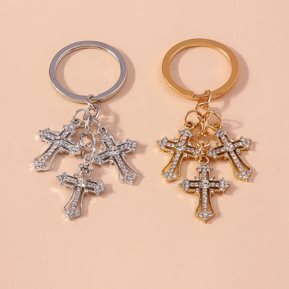 Luxury Rhinestone Crystal Cross Keychain for Women