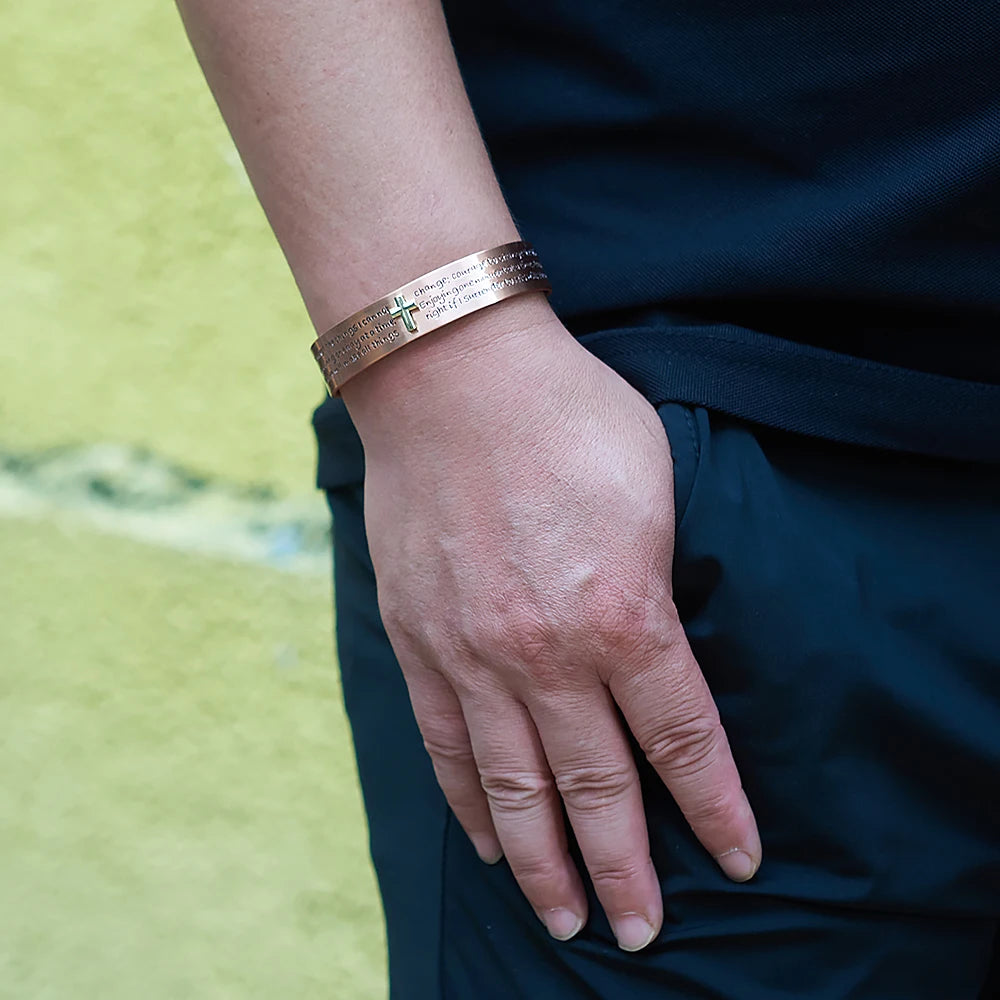 Copper Magnetic Cross Cuff Bracelet for Men – Adjustable Bible Bangle