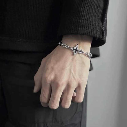 Black Cross Stainless Steel Chain Bracelet for Men & Women