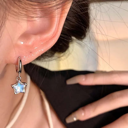 Transparent Stone Star Pendant Earrings