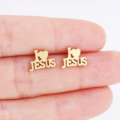 I Love Jesus Stud Earrings
