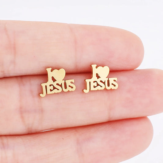 I Love Jesus Stud Earrings