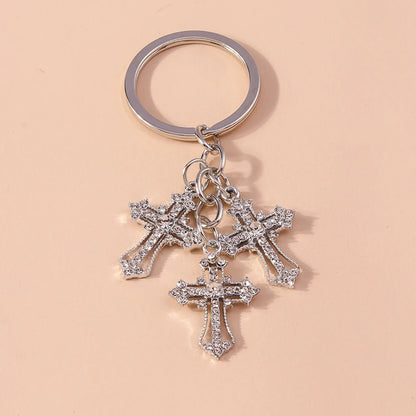 Luxury Rhinestone Crystal Cross Keychain for Women