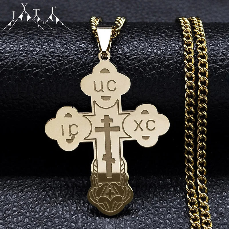 Stainless Steel Orthodox Cross Necklace for Men & Women
