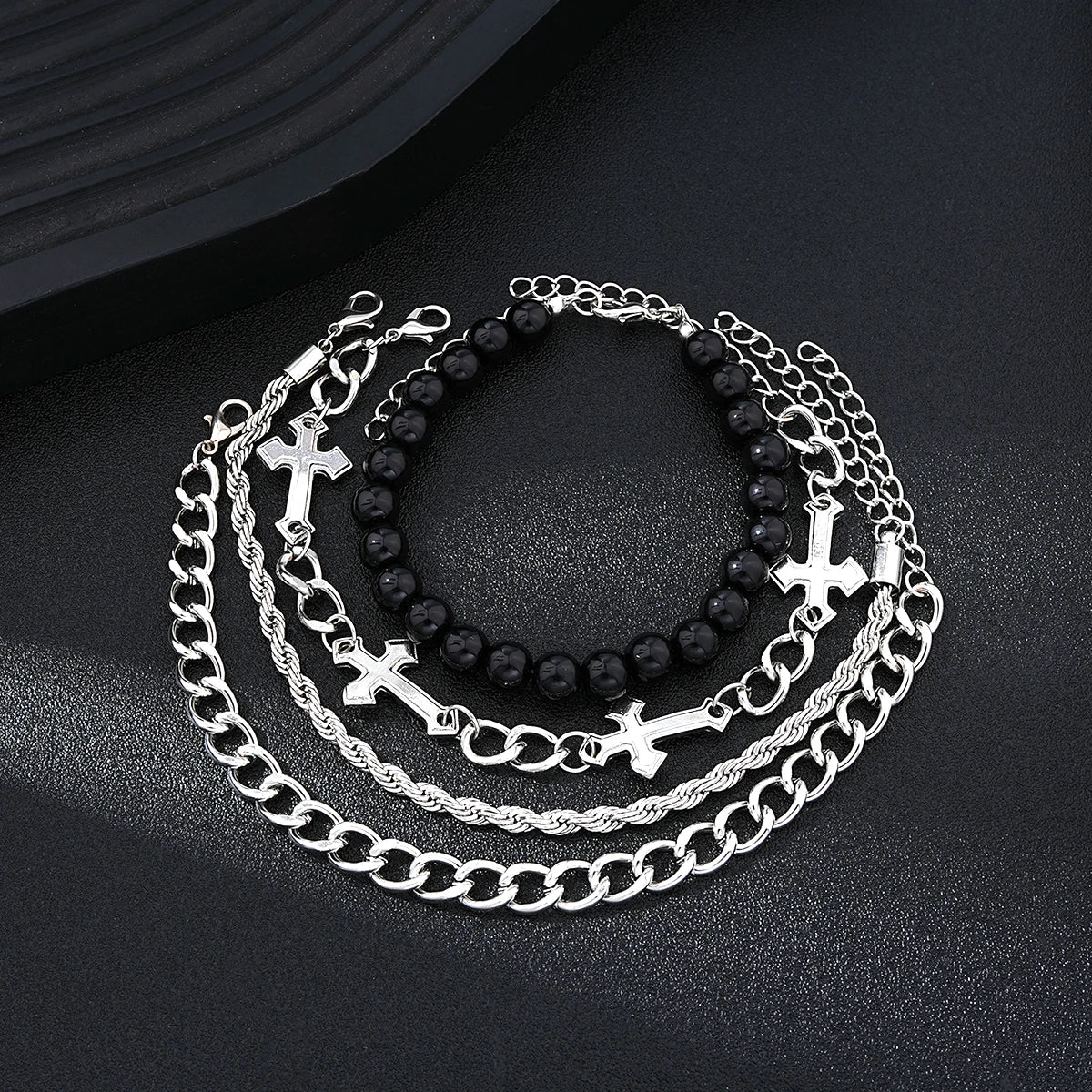 4 Pcs Stainless Steel Bracelet Set
