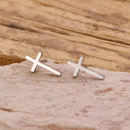 Small Stud Cross Earrings