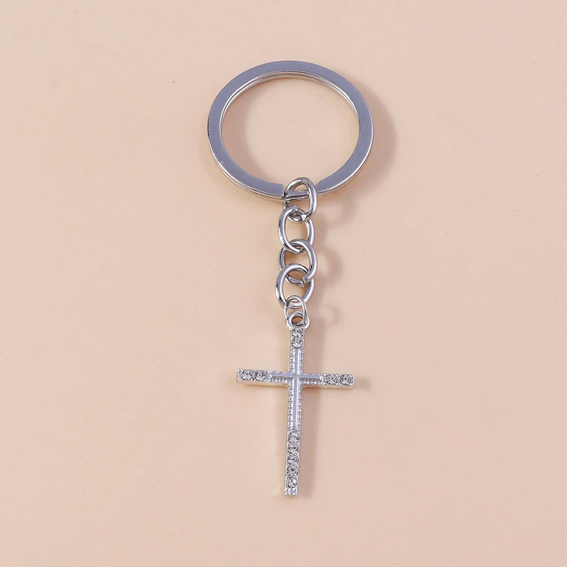 Luxury Rhinestone Crystal Cross Keychain for Women